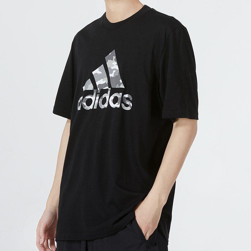 Adidas T Shirts Men's Black Crew Neck Moderate Straight Fit HE2370