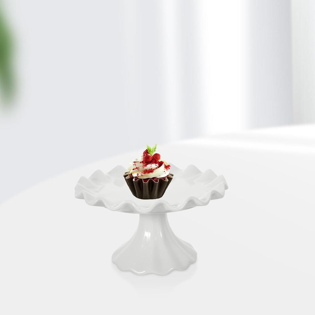 Ciieeo Ceramic Footed Bowl Small Raised Fruit Serving Tray Porcelain Pedestal Bowl Candy Snack Cake Display Stand for Birthday Holiday Party 5.5 Inch