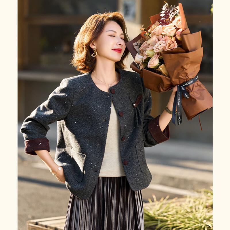 Elegant Women's Spring Autumn Little Fragrant Style Jacket