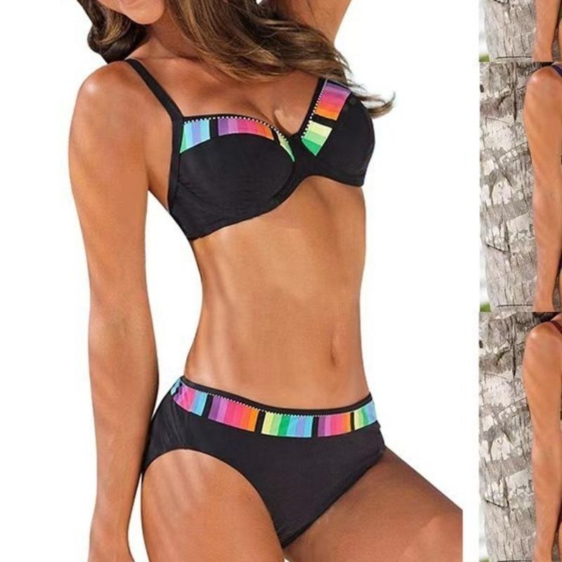 

New sexy bikini fashion women s swimsuit plus size fat MM S чёрный