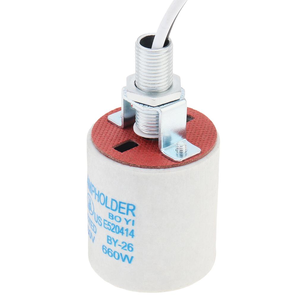 Ceramic E26 Light Socket High Temperature Resistant Porcelain Lamp Holder Heavy Duty Incandescent LED Bulb Replacement Includes Wire Easy Install