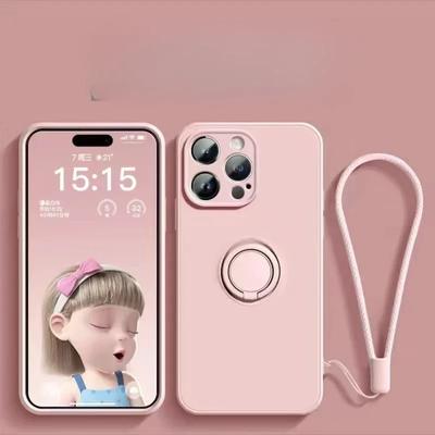 Weiche Silikon-Handyhülle für IPhone 16 15 Plus 13 12 Mini 14 11 Pro Max XS XR Ringhalter Handschlaufe Magnetische Schutzhülle