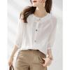2025 Summer High-End Fashion Three-Button Korean Style White Pullover Top for Women