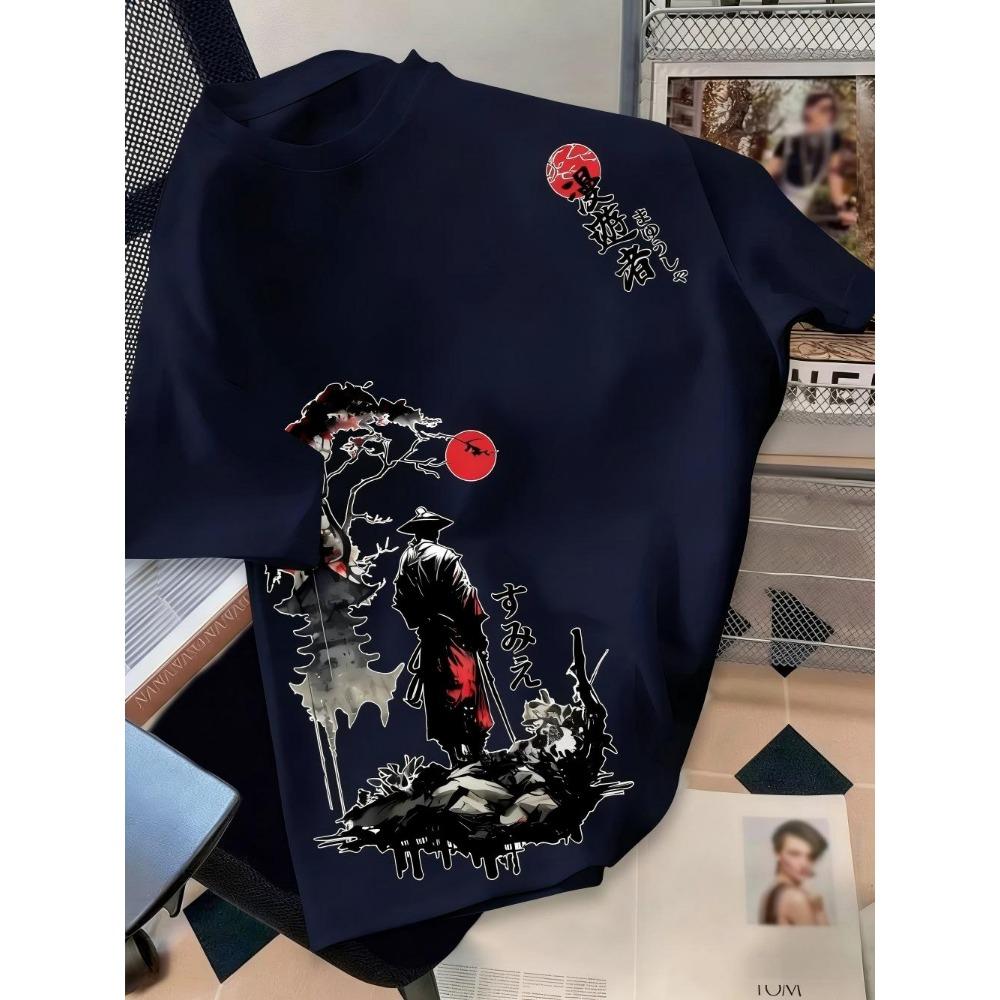 European and American men's summer wandering swordsman print comfortable and breathable round neck T-shirt outdoor street top