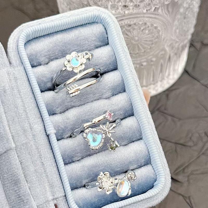 Moonstone Series Opening Adjustable Ring Personality High Sense Simple Light Luxury Niche High Sense Jewelry