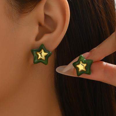 Koreanische Version Mode Damenohrringe Geometrischer Stern Metall Design High-End Steckerohrringe Vielseitige Nischenohrringe Damen