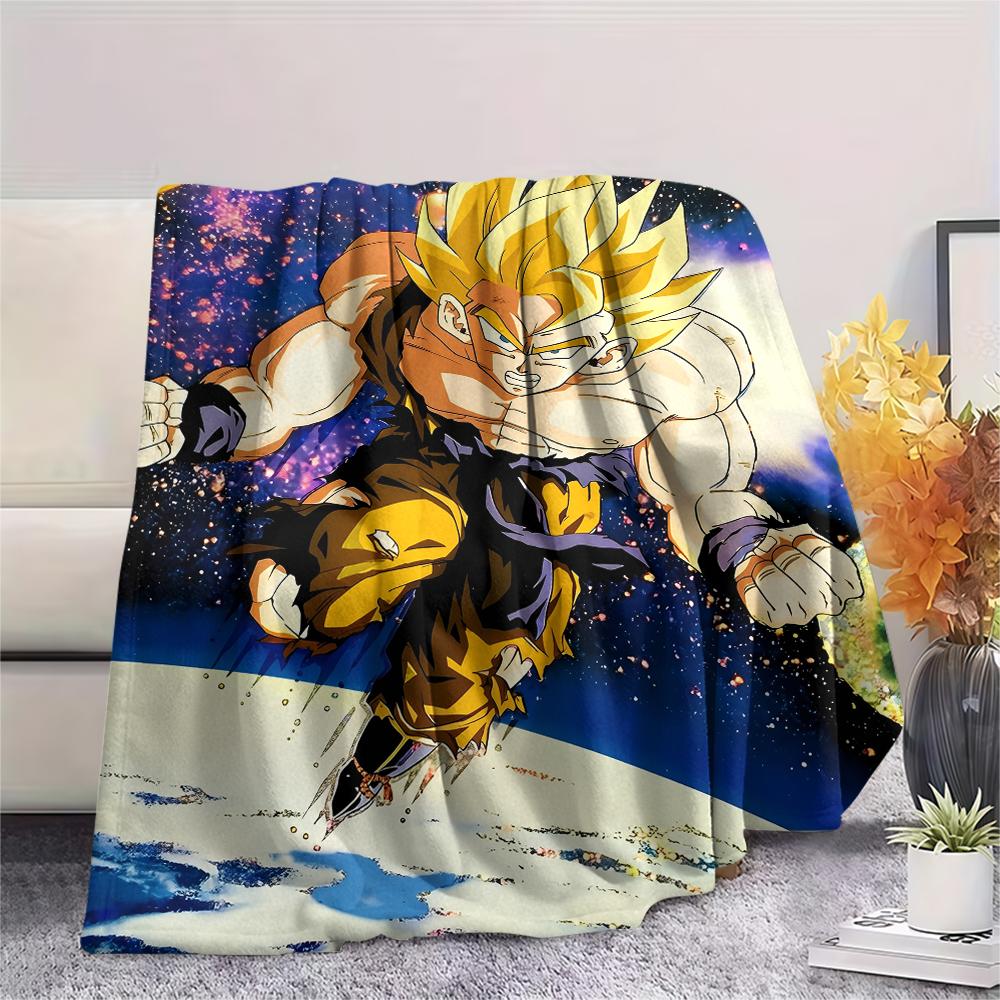 Dragon Ball Charakter Goku Muster Flanelldecke, Hohe Qualität, Bequem für Alle Jahreszeiten, Heimdekoration, Wärme und Komfort, Perfekt für Geschenke.