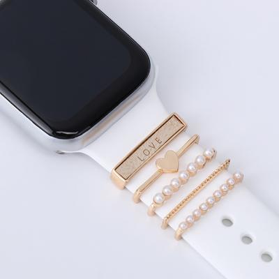 For Apple Watch Band Metal Charms Decorative Ring Diamond Ornament Smart Watch Silicone Strap Accessories For Iwatch Bracelet AVE