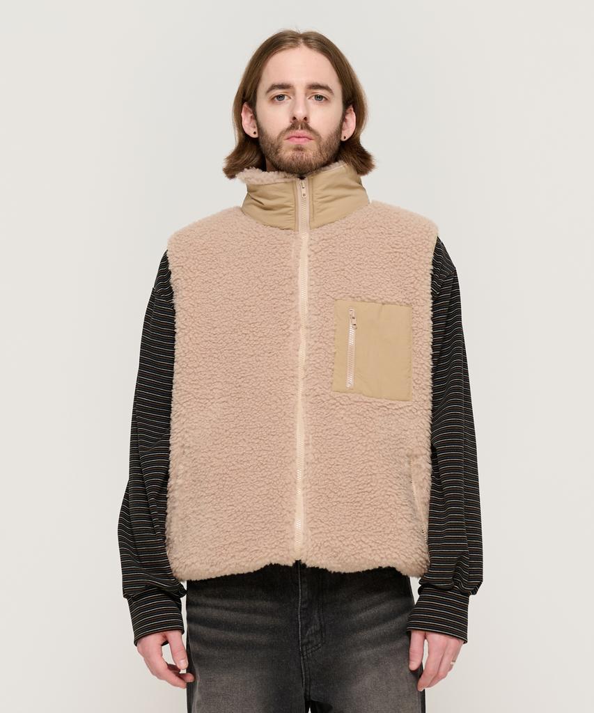 Cargobros Fleece Pocket Vest (Beige)