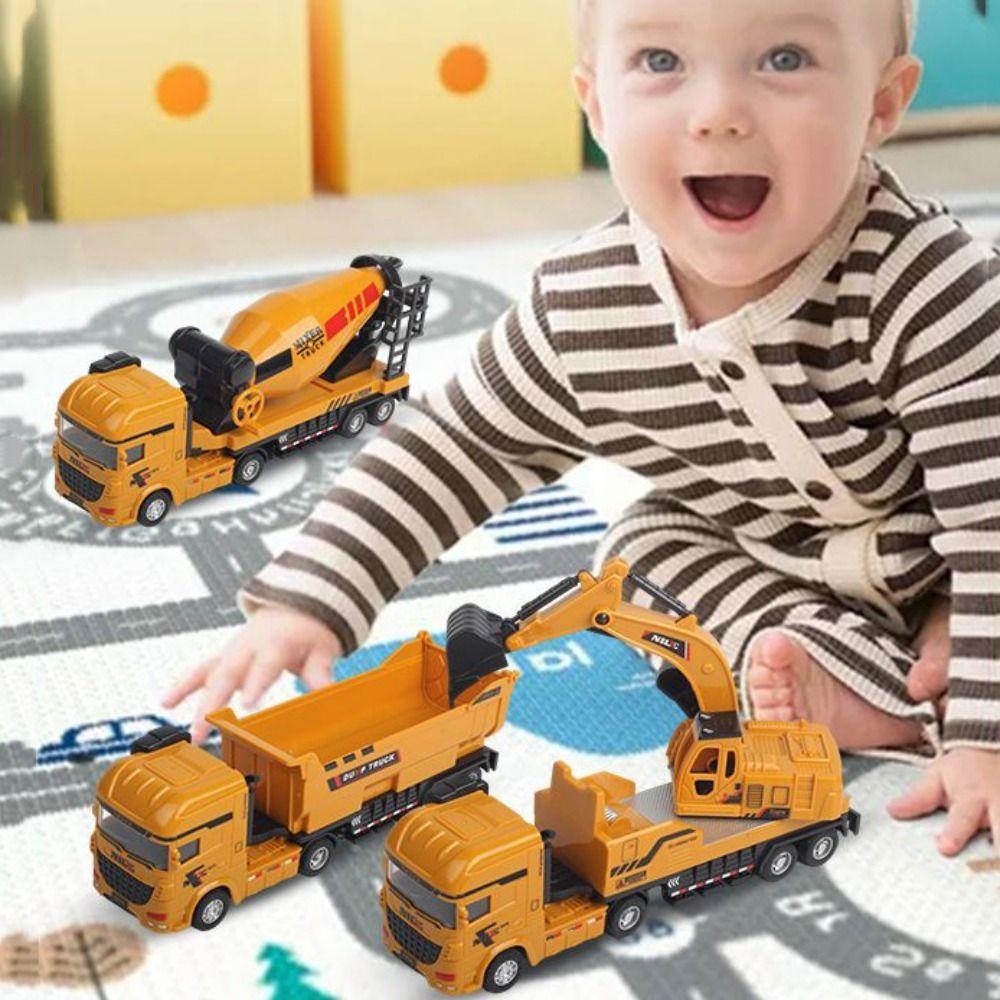 Truck Car Engineering Truck Model Simulation Mixer Truck Toys Excavator Model Toy  For Children