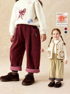 Winter 2025 Girls' Fleece-Lined Warm Casual Pants