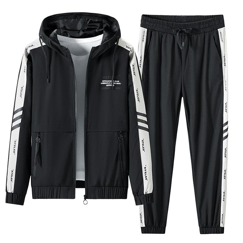 

Повседневный спортивный костюм мужской весенне-осенний рабочий пиджак мужской корейская версия универсальный комплект из двух предметов M чёрный