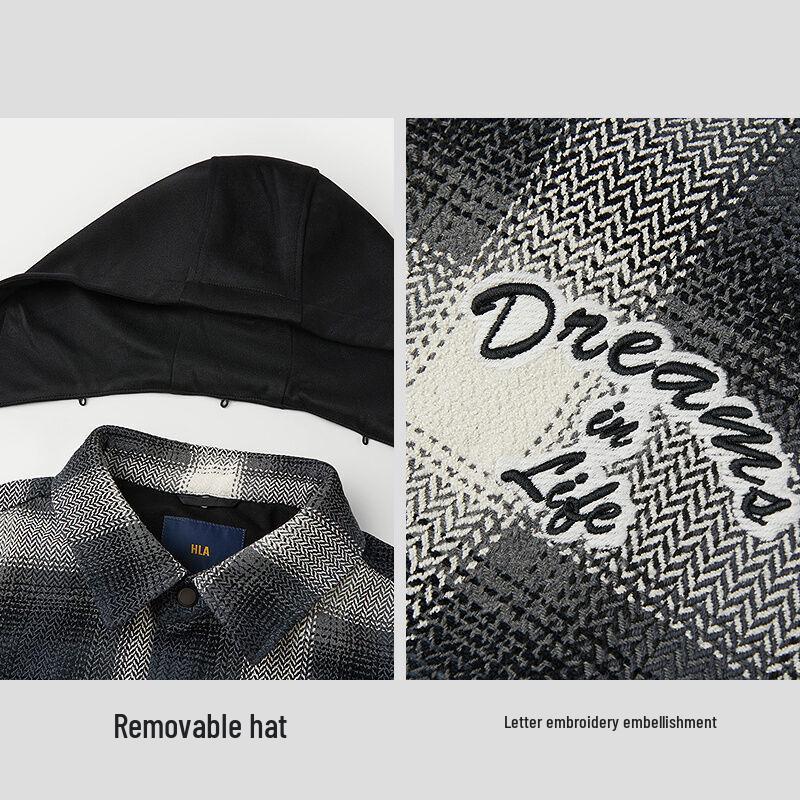 HLA Herren Freizeit-Plaidjacke mit abnehmbarer Kapuze