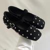 Frühlings flache Schuhe für Damen quadratische Spitze flacher Ausschnitt Wildleder Strassstein weiche Sohle rutschfest abriebfest einzelne Schuhe