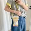 Transparent Milk Carton Toy Storage Bag - Cute Badge Display Case | Mini Doll Box with Lanyard, Fashion Outing Decor