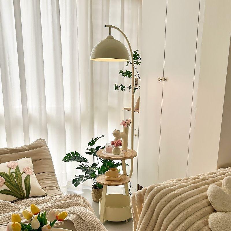 Nordic Cream Floor Lamp with Shelf - Modern Living Room, Study, Bedroom & Bedside Vertical Table Lamp