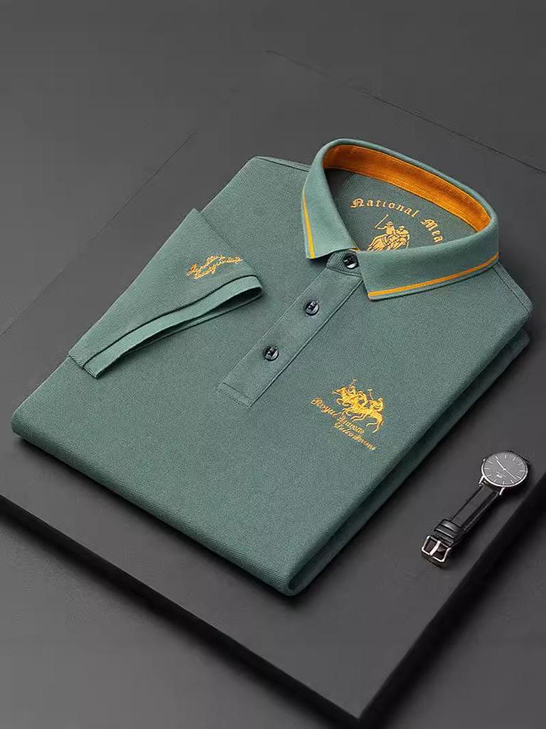 New Summer Solid Color Embroidered POLO T-Shirt for Men - Trendy Casual Short Sleeve