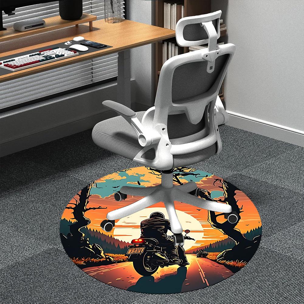 Tappeto Rotondo Tramonto Moto Ufficio, Tappetino Adatto Per Ufficio, Sotto Sedie Ufficio Camera da Letto Soggiorno Decorazione Casa, Decorazione Stanza