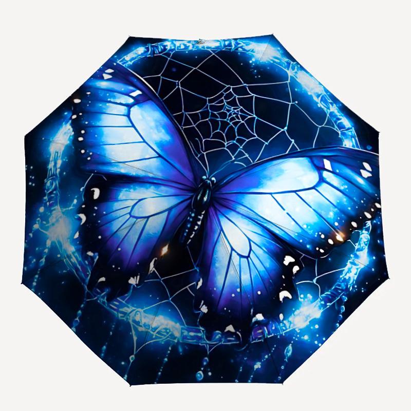 1pc Butterfly Web Automatic Open/Close Umbrella with Folding feature Compact Travel Umbrella, Lightweight design, for Commuting141