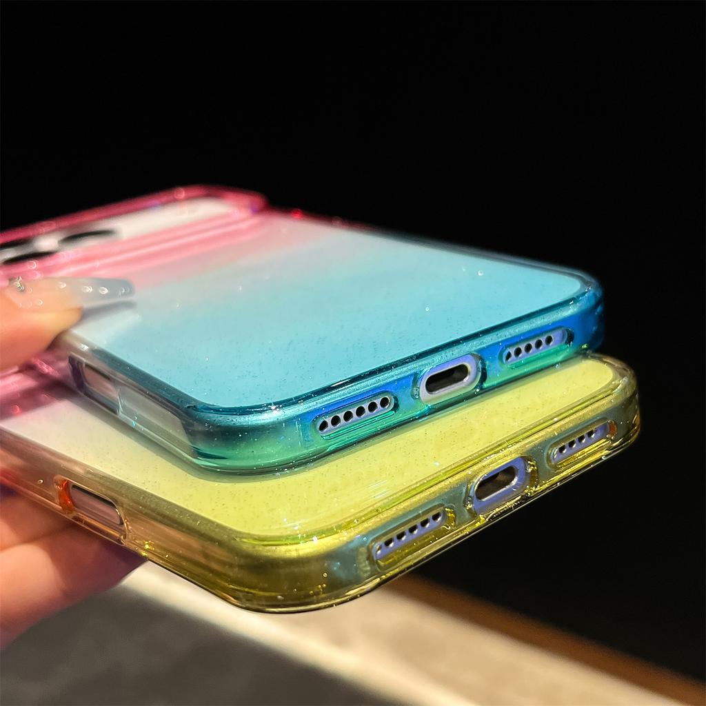 For iPhone 17 Pro Max Case Transparent Glitter Dual Color PC+TPU Phone Cover
