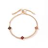 Gold Plated Clover  Pull Adjustable Bracelet Dainty  Flower Bangle Elegant Jewelry Gift For Women
