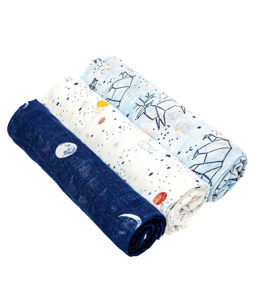 Wickeltuch Gaze Baby, Japanisches Produkt, Aden Anais Wickeltuch 3er Set, Stargaze Silky, 120 x 120 cm, Aiden und Anais Wickeltuch Baby Neugeborenes 9227J [Echt + Weich]