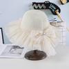 Summer Girls Straw Visor Big Brim Mesh Bow Princess Wind Sun Hat Outdoor Outing