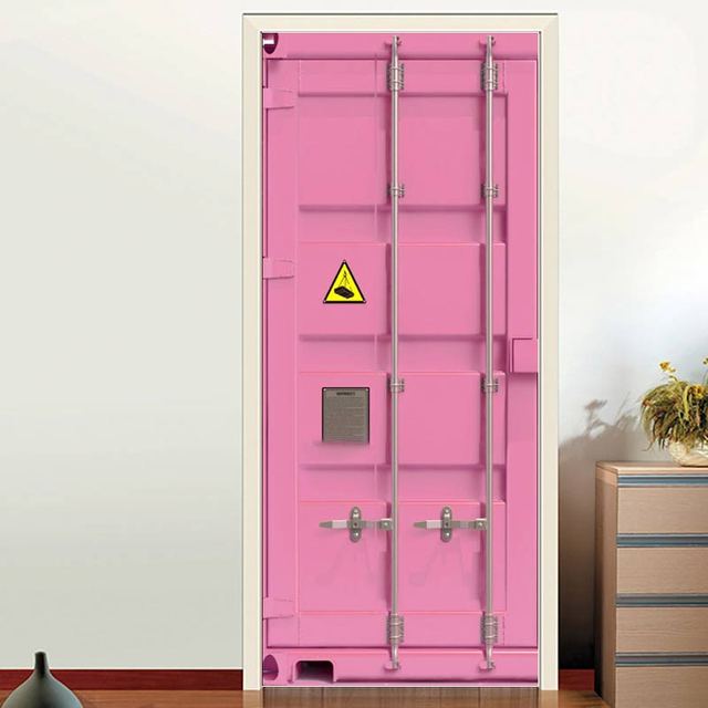 

3D High Simulation Container Door Seriesr Наклейки на двері Шпалери Індустріальний стиль ПВХ Самоклеючий Плакат для декору спальні Фреска 40x120cm(not cut)