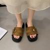 2026 Spring and Summer New Korean Edition Versatile Fashion Flat Bottom One Word Drag Women's External Wear Non Slip Slippers