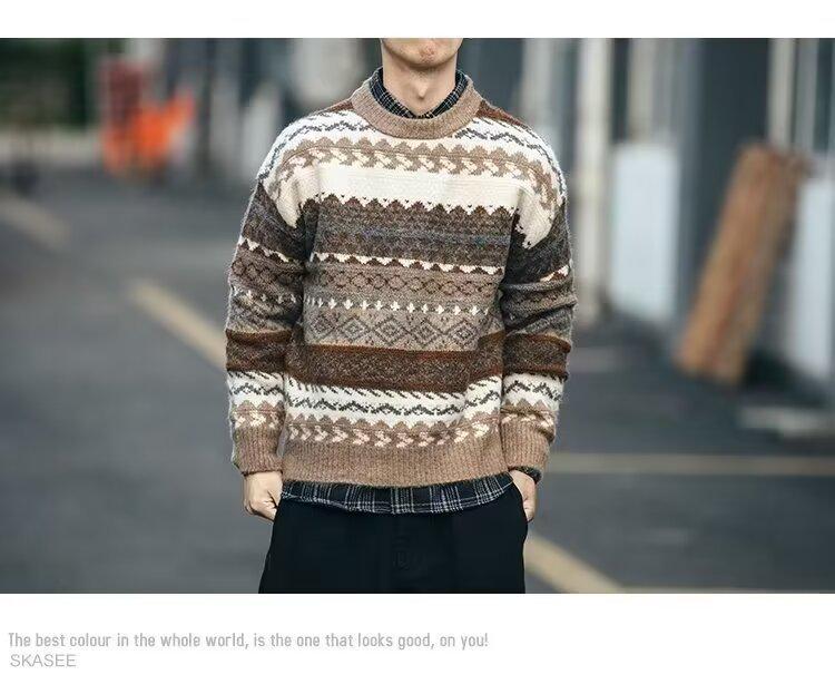 Men's Retro Fair Isle Jacquard Christmas Sweater - High-End Vintage Winter Knit