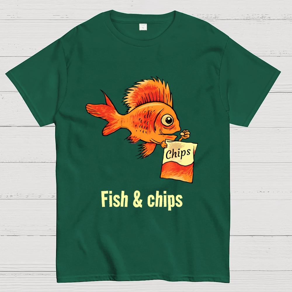 Fish & chips Cotton Summer Casual Cool Loose T-Shirt