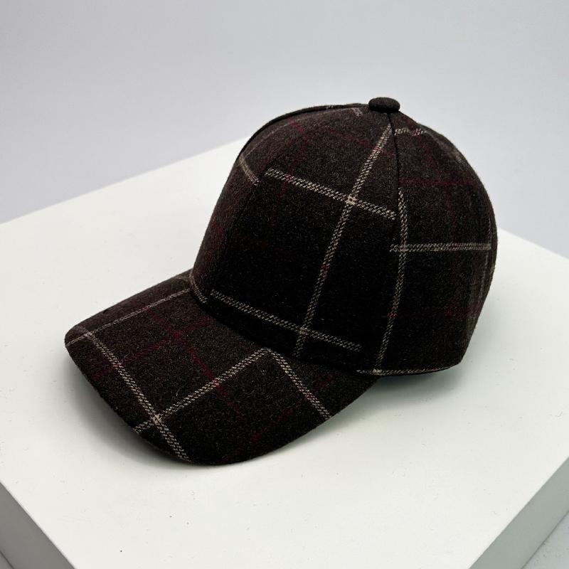 Herbst und Winter Neu Herren Damen Vielseitig Farbblock Wollstoff Baseballkappen Baumwolle Mode Lässig Britischer Stil Karomuster Warm 52-60cm