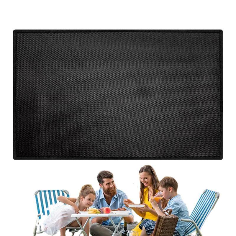 ABWR-Fire Resistant Grill Mat BBQ Grill Mat Folding Oil-Proof Grill Floor Pads Fireproof Floor Mat Fire Pit Mat For Deck