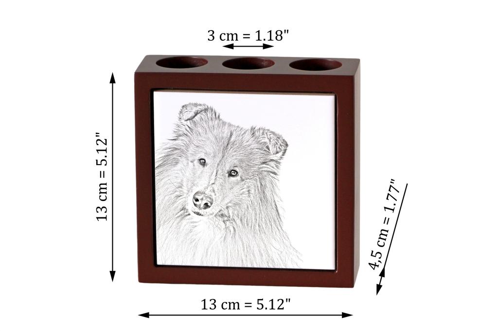 Collie Rough, Long-Haired Collie – Pen holder with a dog, desk organizer with a print | Art-Dog
