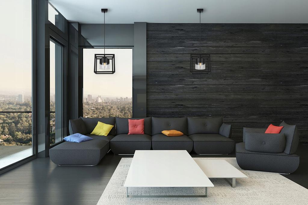 Loft Hanging Lamp, Modern Cage, Glass Lampshade