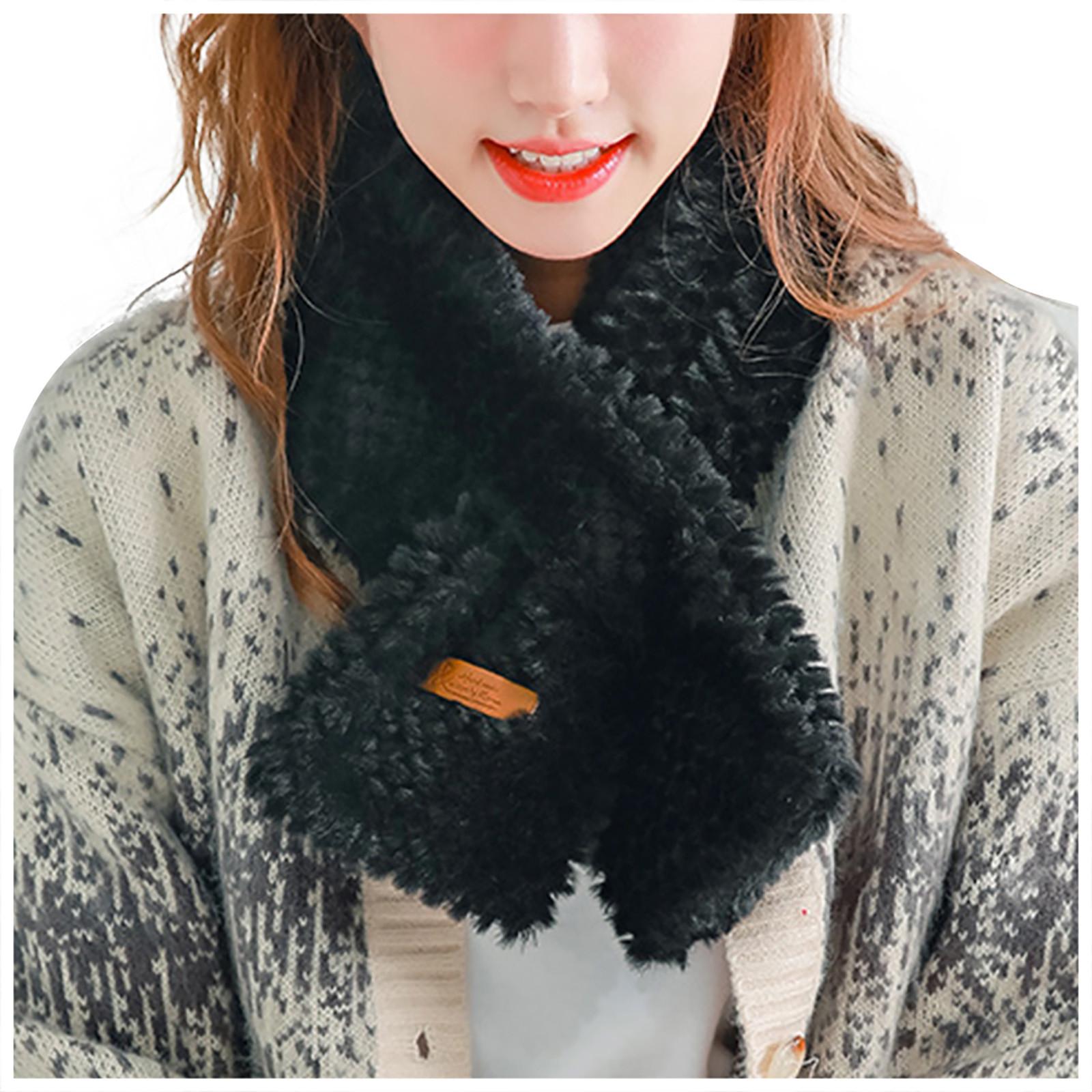 Women s Plush Scarf And Soft And Winter Color Warm Scarf One Size