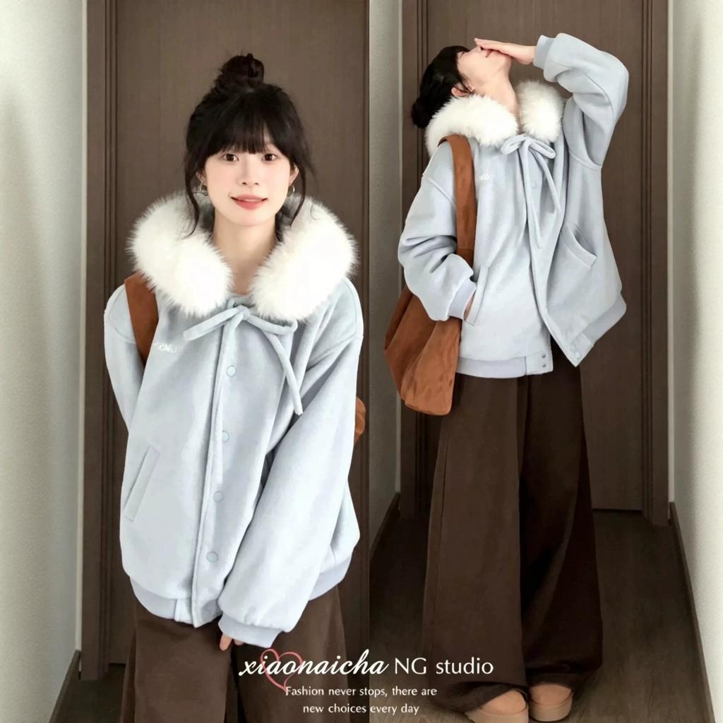 Big fur collar hooded padded jacket women's new winter woolen top small padded warm padded jacket women