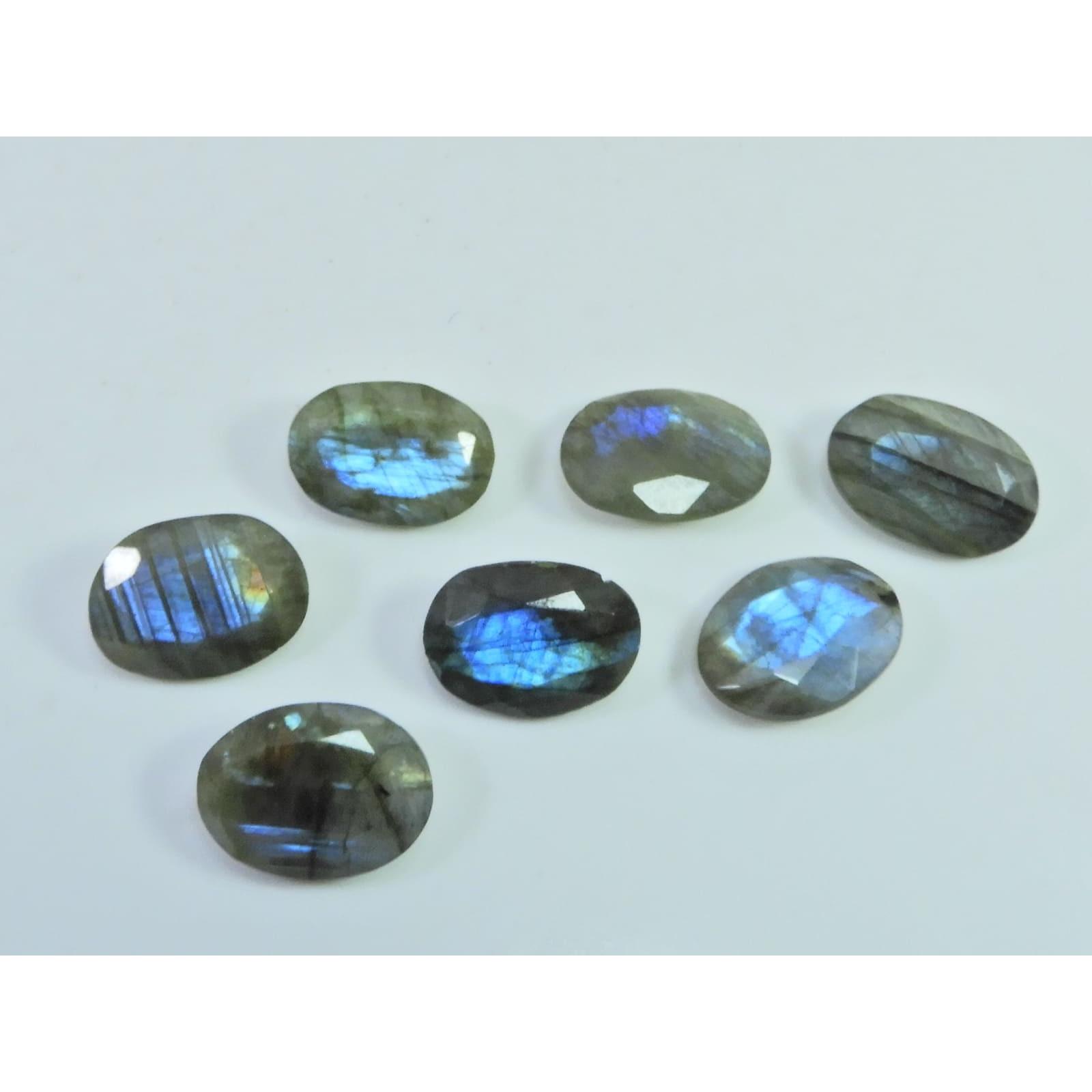 

Natural Checker Cut Labradorite Flat Back Oval Cabochon Gemstone 7 Pcs Lot C-1799