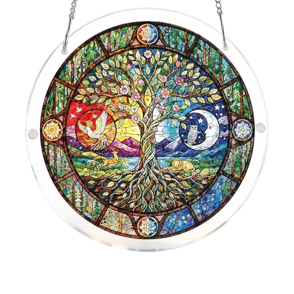 Acrylic Puzzle Window Hanging, Colorful Sunrise Sun Catchers Panel SunCatchers Puzzles Decor For Birthday Women, Men, Wife, Aunt, And Mom