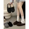 Wang Fan Retro Thick-soled Velvet Half-drag Birkenstocks Shoes, Winter 2025 Heightening Thermal Cotton Slippers