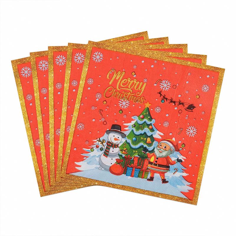 20PCS/Set Christmas Theme Christmas Party Supplies Disposable Tissues Restaurant Decorations Napkins Safe Christmas