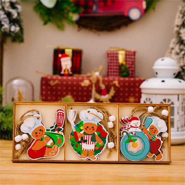 Artistic Wood Gingerbreads Man Ornament Delicate Wood Gingerbreads Man Hanging Ornament Charm For Family Holiday Fun
