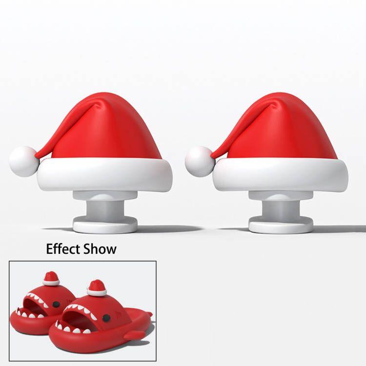 Fashion 2pcs Detachable Fins Unisex Shark Slippers Charms Luminous In Dark Christmas Red Hat Halloween Pumpkin DIY Shoes Accessories