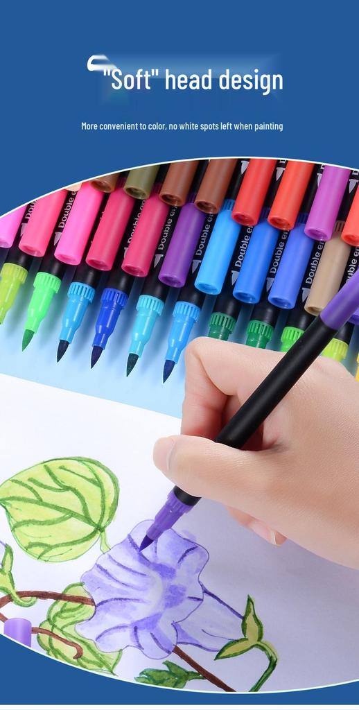 120-Color Double-Ended Watercolor Marker Pen Set for Painting, Doodling, and Outlining with Children's Paint Brushes