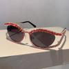 New Cat Eye Sunglasses for Women Stylish Vintage Rhinestones Oval Shades Ins Trendy Luxury Brand Design Lady Eyewear