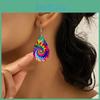 Colored Fashion Pattern Water Droplet Shaped Women Acrylic Earrings For Daily