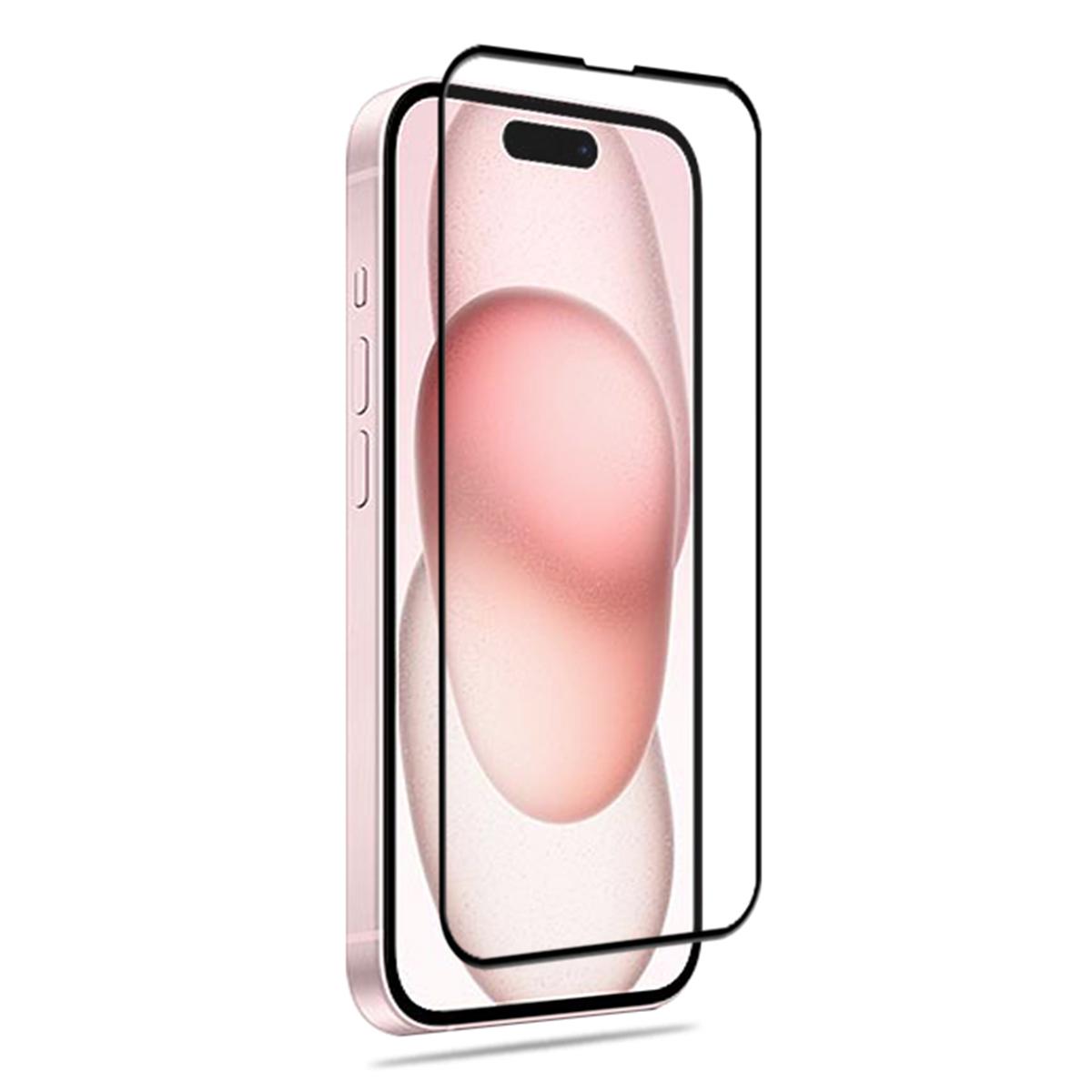 

MOCOLO Загартоване скло Повний екран Захисна плівка для iPhone 15, Шовкотрафаретний друк Вторинна загартована плівка Black