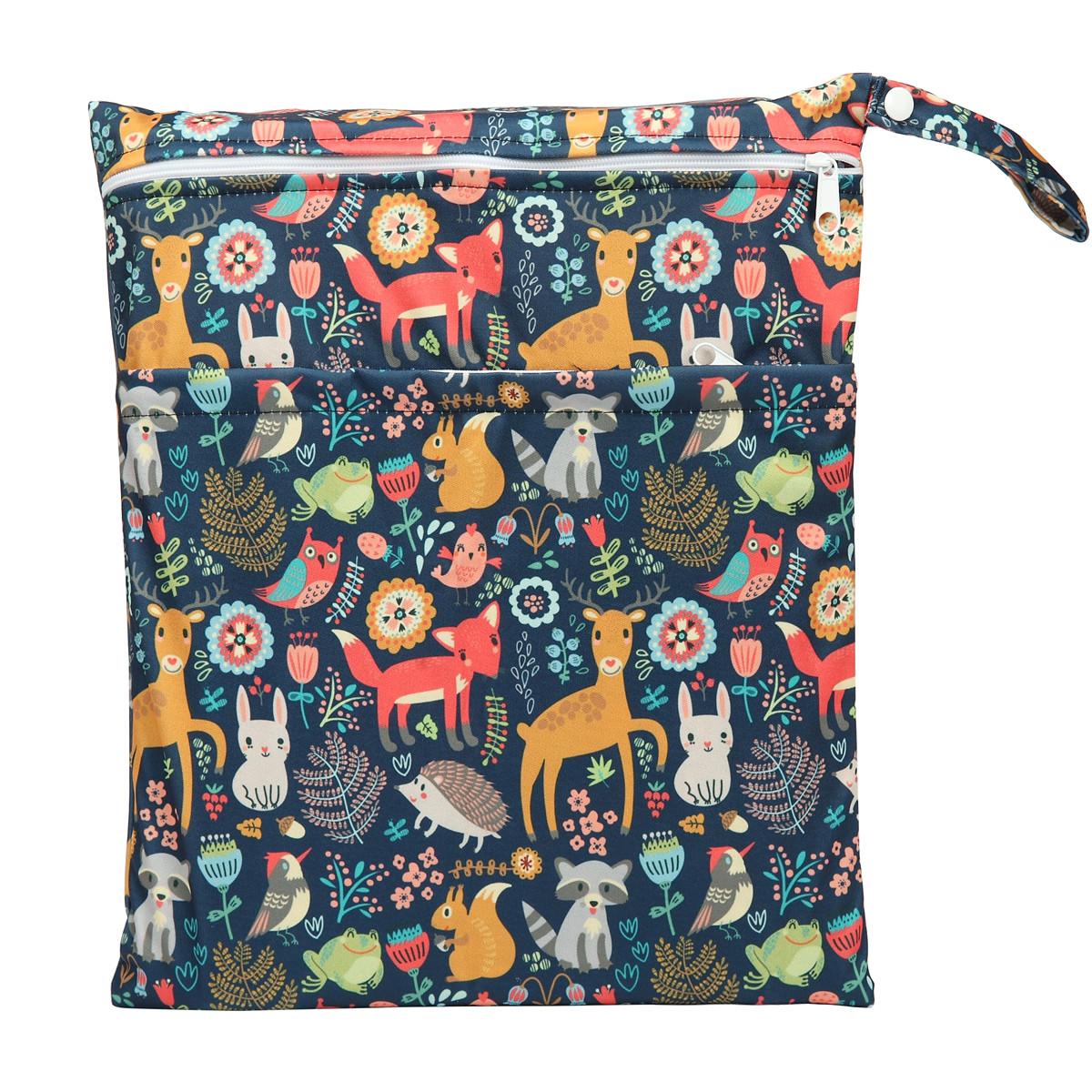 

[Sigzagor]Wet Dry Bag With Two Zippered For Baby Diapers Nappies Waterproof Reusable 36cmx29cm