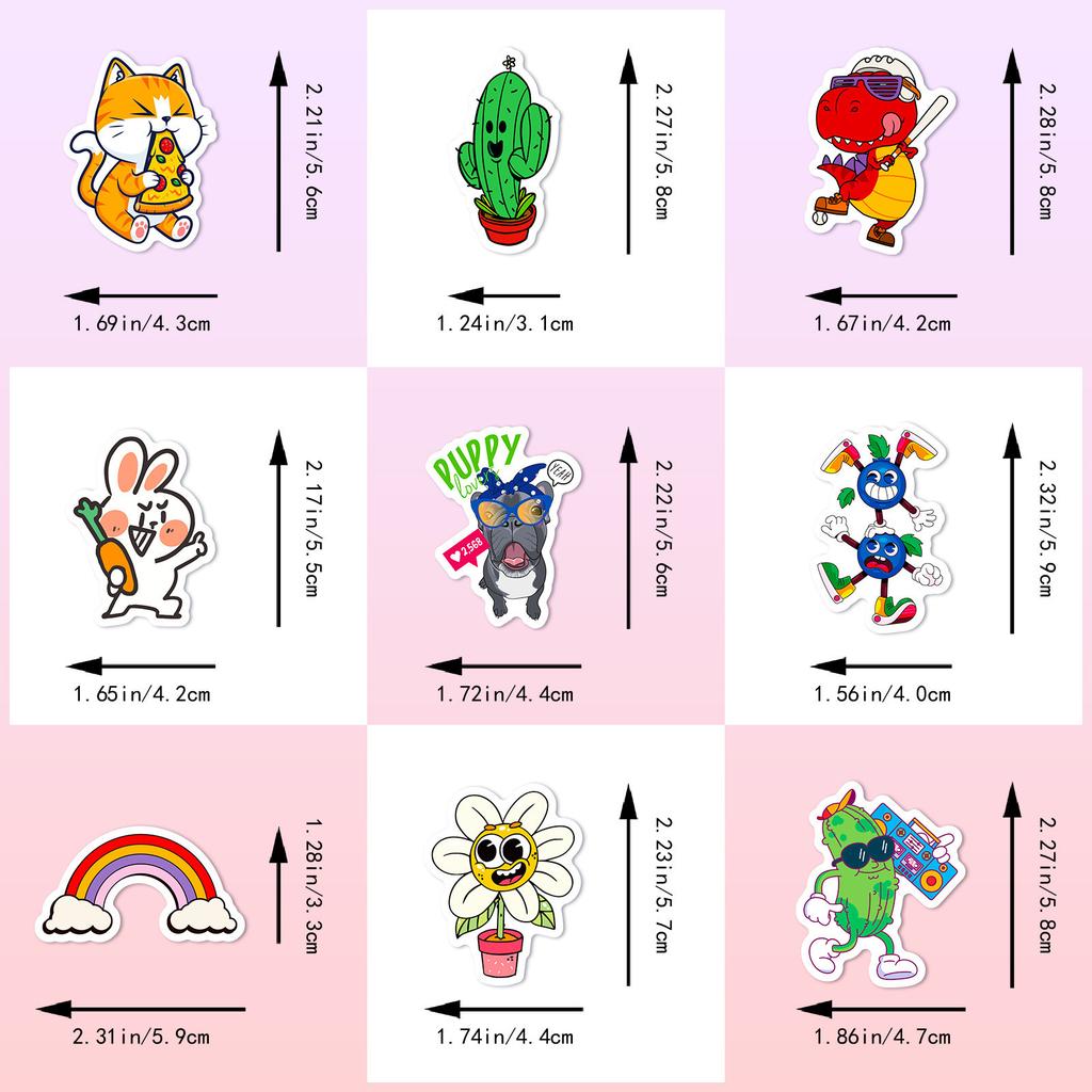 50 Mixed and Matched Web Pictures Stickers Shrimp Skin New Product Cartoon Cute Student Children Reward Stickers
