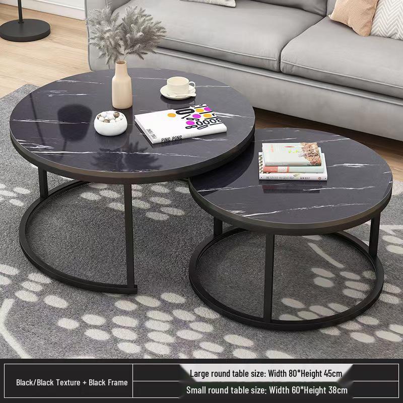 Compact Wrought Iron and Particleboard Coffee Table with Sintered Stone Surface